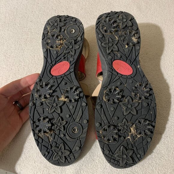 Golfstream Shoes Women's Size 9M Red Leather Open Toe Hook & Loop Golf Sandals - Picture 7 of 9